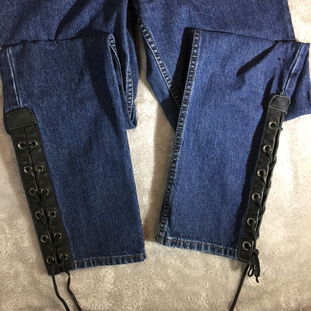 Harley Davidson Leather Lace Up Jeans